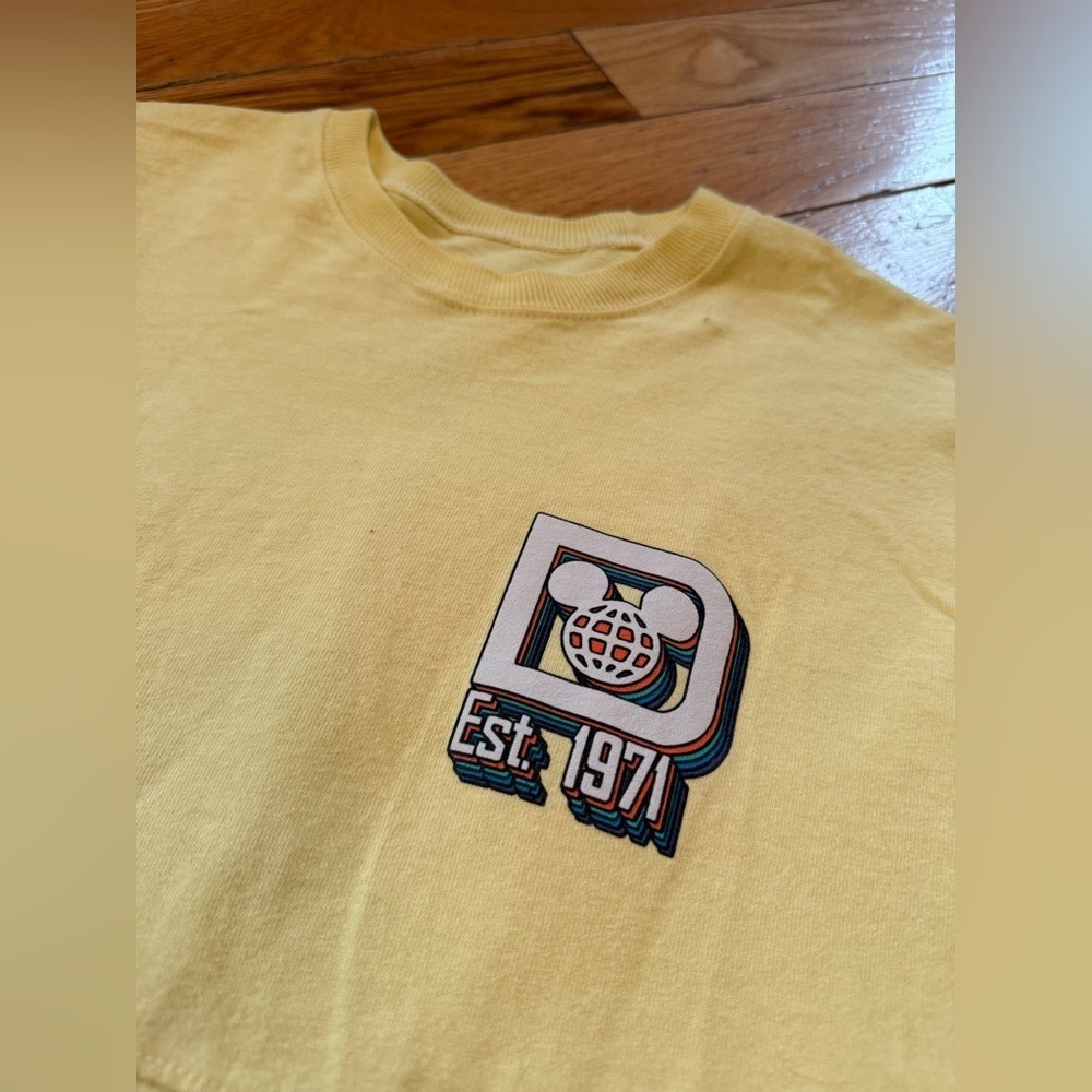 Disney Parks Walt Disney World Retro Logo Yellow Spirit Jersey Adult Size Small - Picture 5 of 13